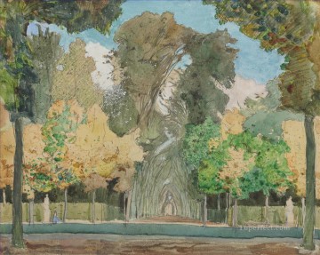 Artworks in 150 Subjects Painting - versailles park in autumn Konstantin Somov woods trees landscape